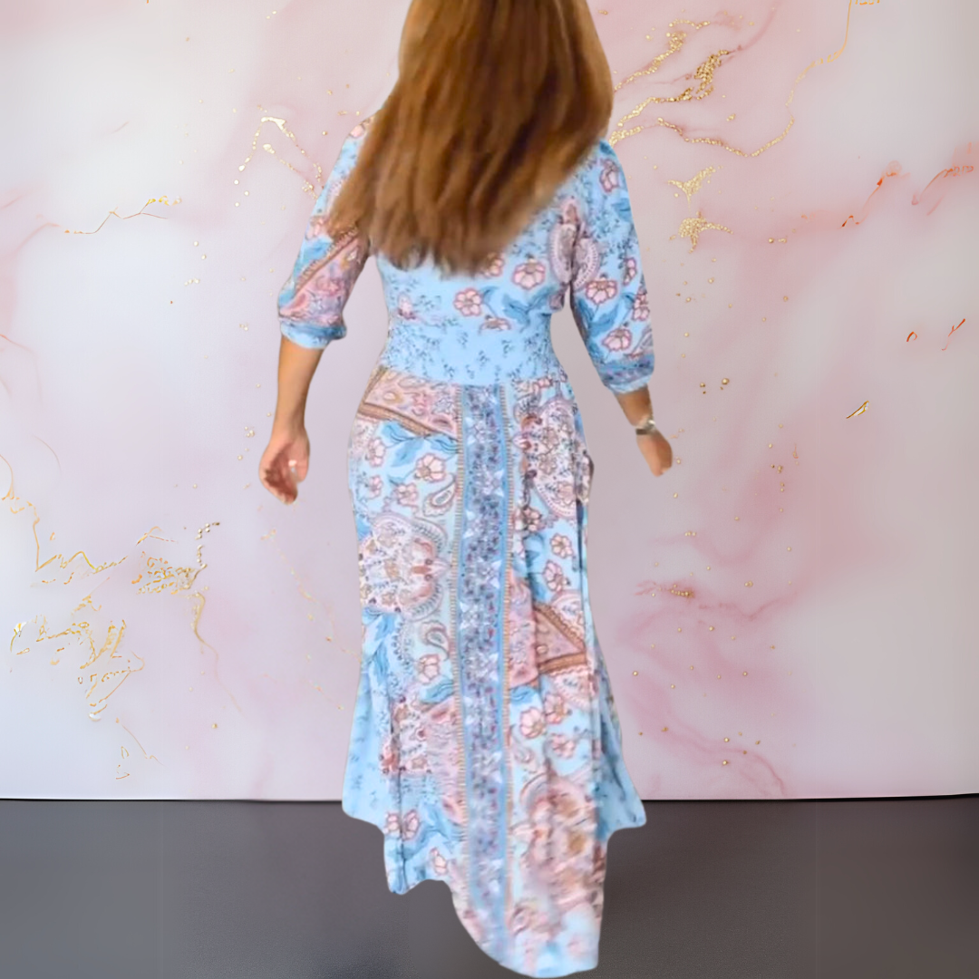 MARGA - ELEGANTES SOMMERKLEID MIT V-AUSSCHNITT