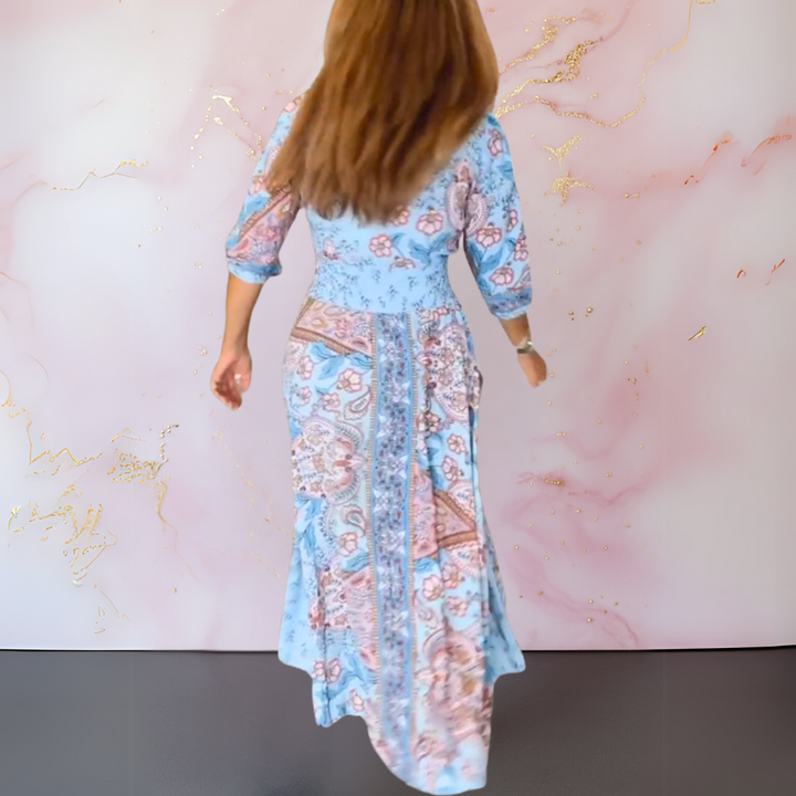 MARGA - ELEGANTES SOMMERKLEID MIT V-AUSSCHNITT