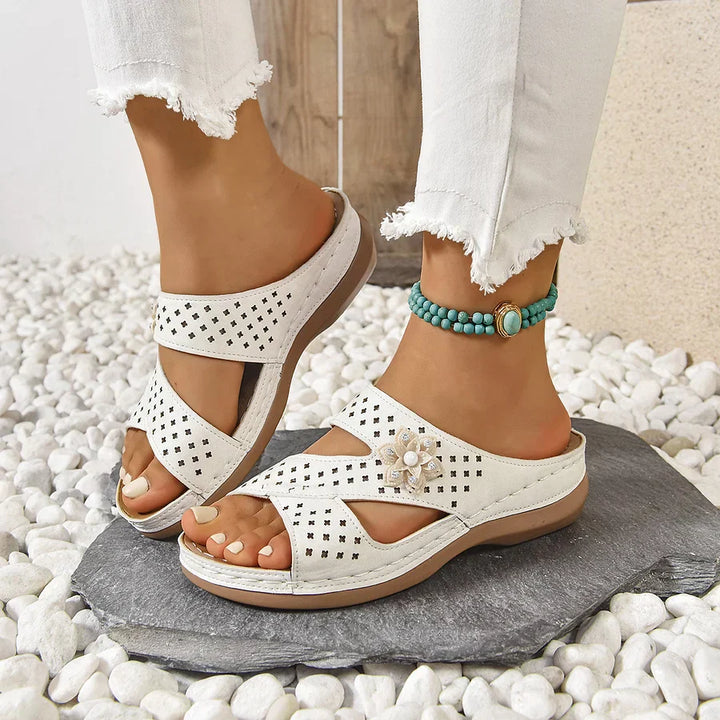 KRISTINA - ORTHOPÄDISCH BLUME LÄSSIG KEILABSATZ SANDALEN