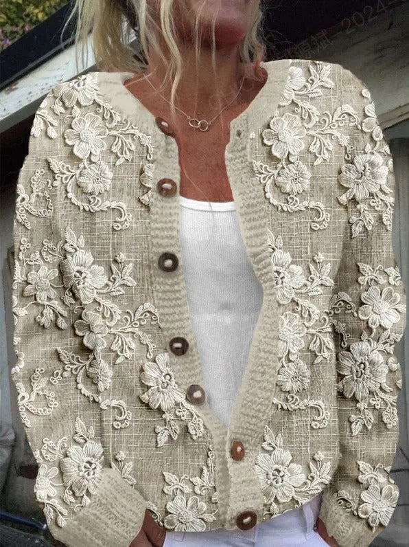 STYLISCHE CARDIGAN MIT BLUMENMUSTER